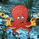 Big underwater octopus escape